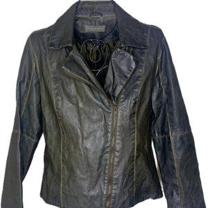 Bagatelle olive green distressed biker jacket LARGE